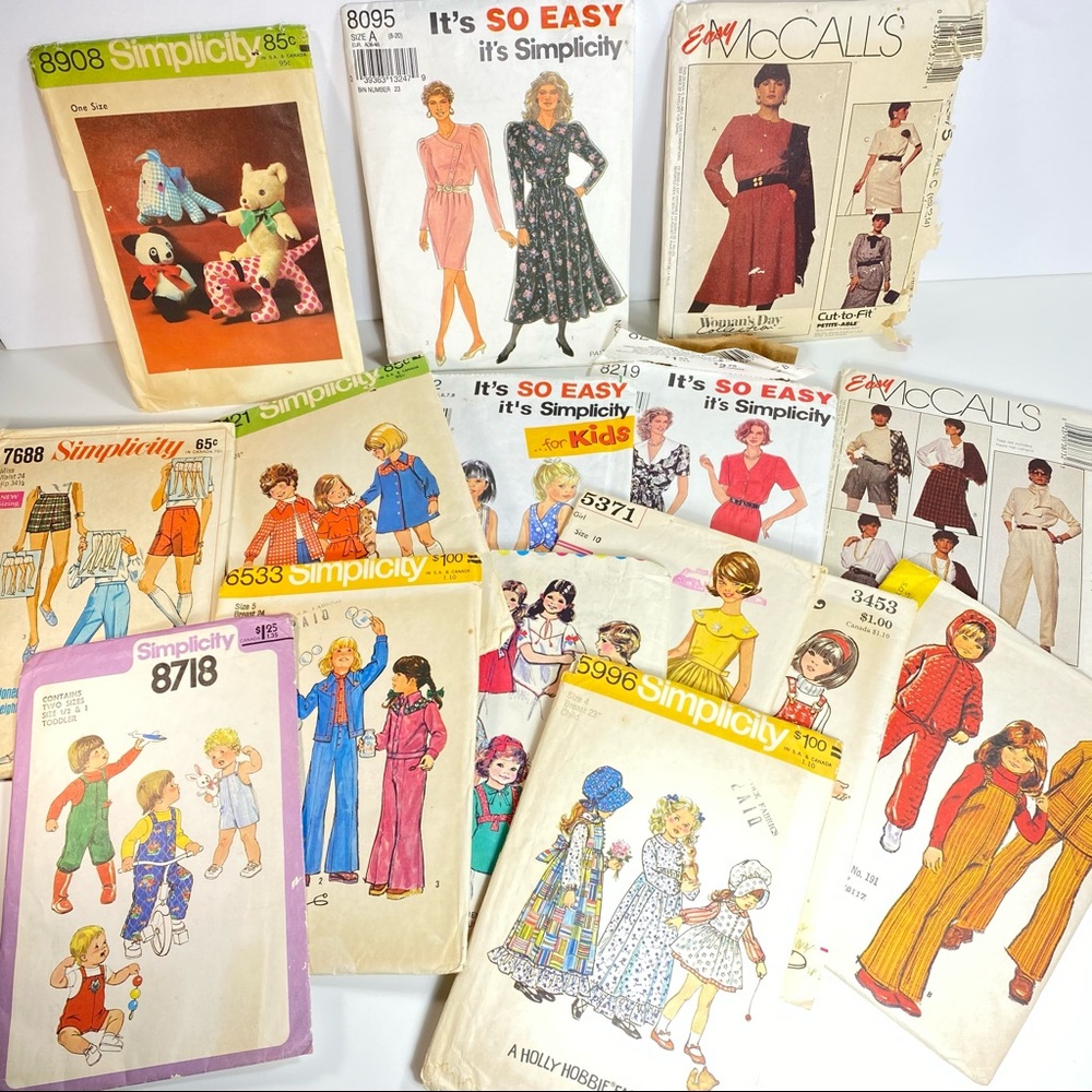 Vintage Sewing Patterns Lot of 15 Assorted